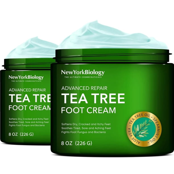 Crema para pies New York Biology, aceite de árbol de té, 240 ml (paquete de 2)
