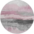 thumbnail image 4 of HomeRoots 623799 8 ft. Pink & Charcoal Abstract Washable Transitional Indoor & Outdoor Round Area Rug, 4 of 9