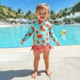 thumbnail image 3 of Younger Tree Toddler Girl Swimsuit Baby Long Sleeve Rash Guard Set with Sun Hat UPF Sun Proction Bathing Suit Swimwear for 12-18 Months, 3 of 8