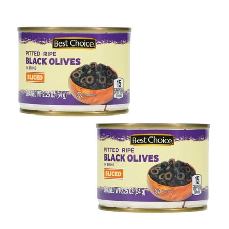 (2 pack) Black Sliced Pitted Ripe Olives In Brine, 2.25 oz