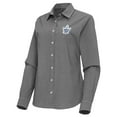 thumbnail image 2 of Women's Antigua Black Toronto Maple Leafs Porter Woven Tri-Blend Long Sleeve Button-Up Shirt, 2 of 3