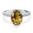 thumbnail image 3 of Gem Stone King 10K White Gold Mango Mystic Topaz and Lab Grown Diamond Engagement Ring for Women | 2.20 Cttw | Oval 9X7MM | Gemstone November Birthstone | Size 8, 3 of 6