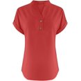 thumbnail image 3 of Xuboway Cotton linen tops for women Button Down Linen Shirt Short Sleeve Summer Casual Button Down V Neck Comfy Trendy Business Work Blouses, 3 of 4