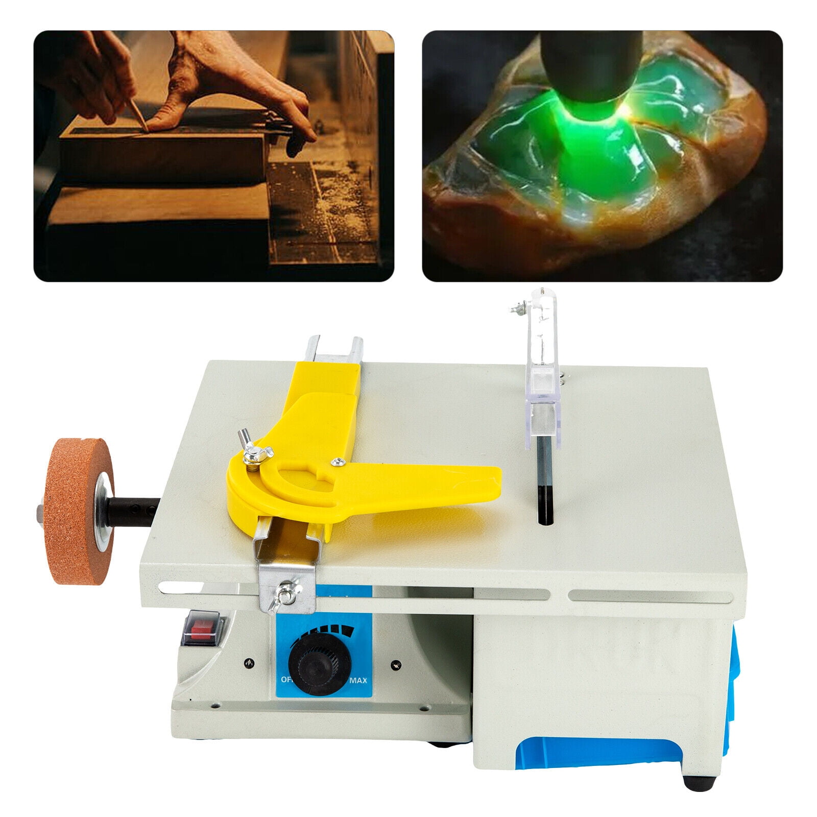 Mini Table Grinder Gem Grinding Polishing Machine Rock Saw Jewelry Lapidary 750W