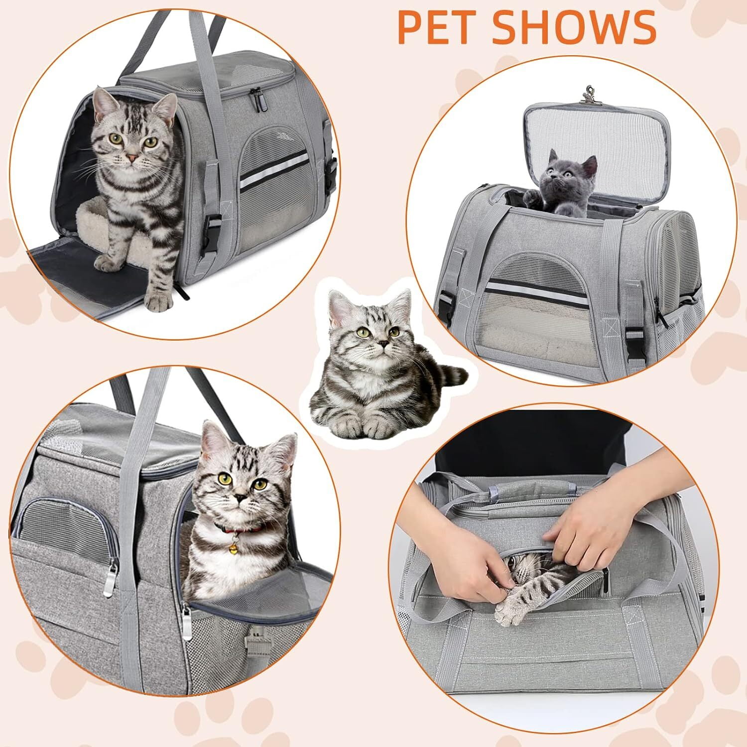 RUseeN Pet Carrier Bag Airline Approved for Cats and Dogs Cats Puppies up to 20 Lbs, Soft Sided, Collapsible Travel Puppy Carrier - Pink