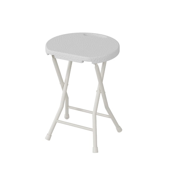 BouPower 18 Inch Backless Folding Bar Stool, Heavy Duty Portable Foldable Stool Chair with Built-In Carry Handle & Anti-Slip Feet, 600 Lbs Weight Capacity Metal Plastic Collapsible Seat