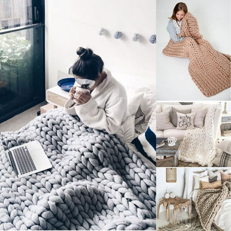 39 X32 Hand Woven Bulky Winter Warm Soft Chunky Knit Blanket 39 X32 Hand Woven Bulky Winter Warm Soft Chunky Knit Blanket