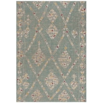 SAFAVIEH Montage Fiona Geometric Indoor/Outdoor Area Rug, Aqua/Beige, 5'1" x 7'6"