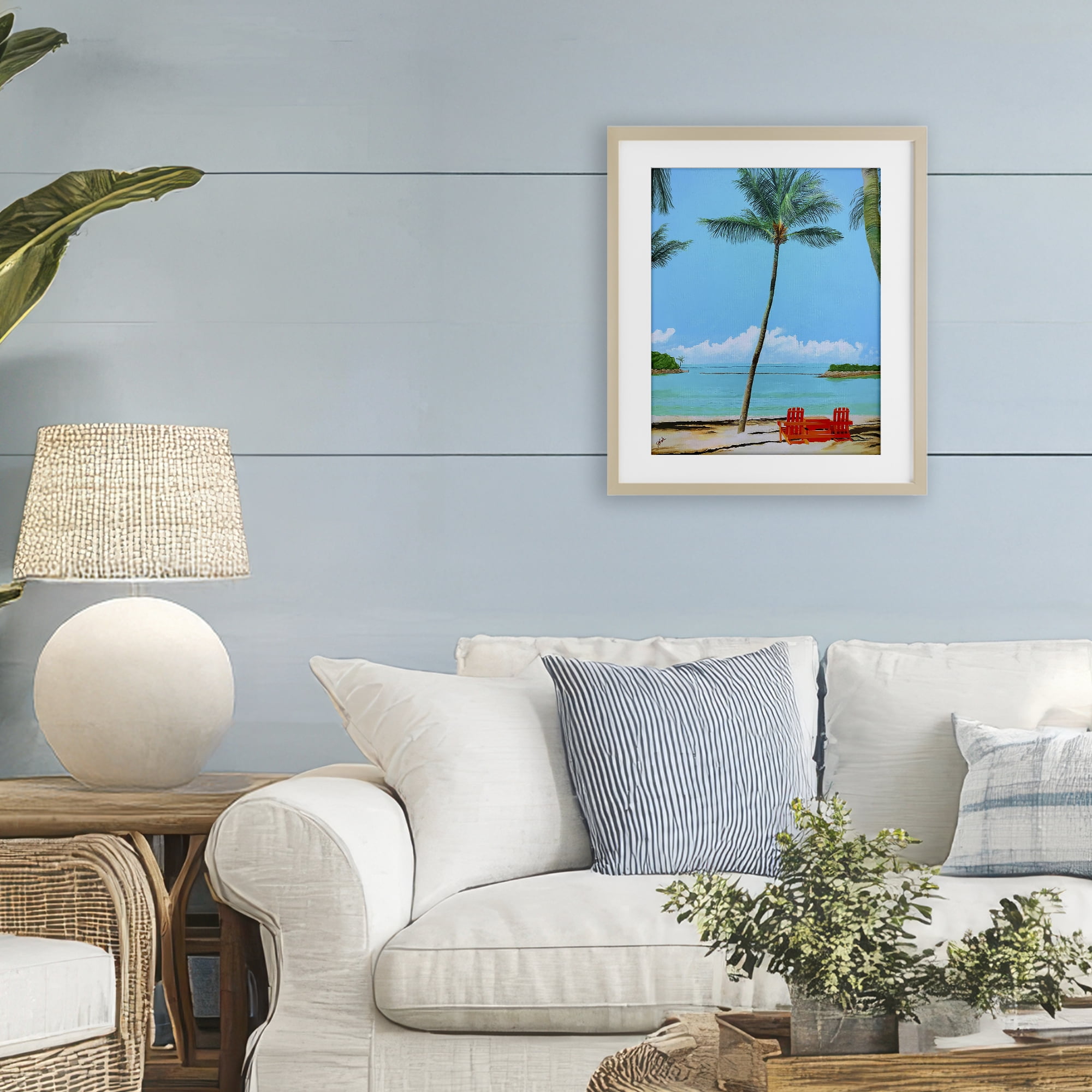 Stupell Industries Dreaming Of Palm Trees Birch Framed Print Under Glass, design by John Jaster