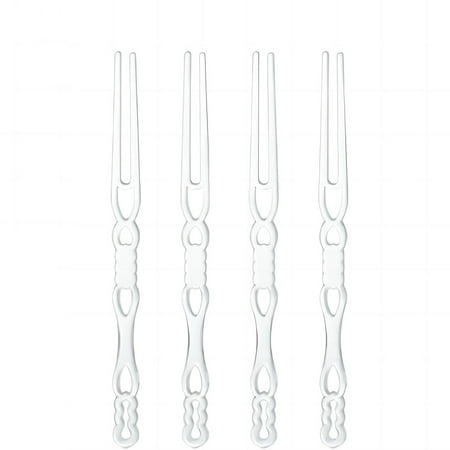 Beautynvta 100 Pcs Clear Disposable Plastic Fruit Forks 4.3 Salad Forks Cake Forks Cocktail Picks Forks