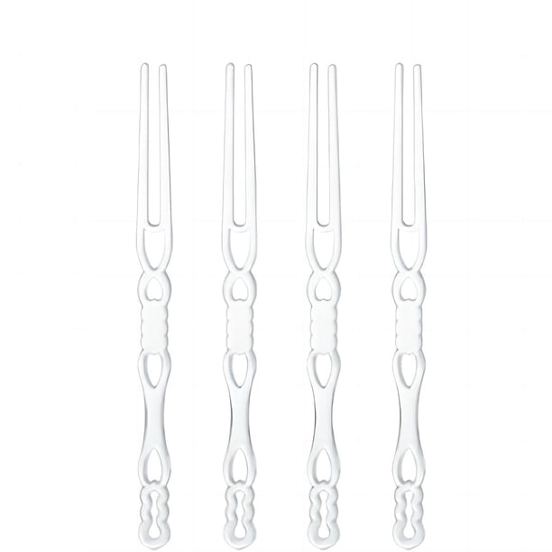 Tenedor de fruta transparente, 100 unidades, desechable, de bambú, para aperitivos, pasteles de luna, de plástico, para tartas.