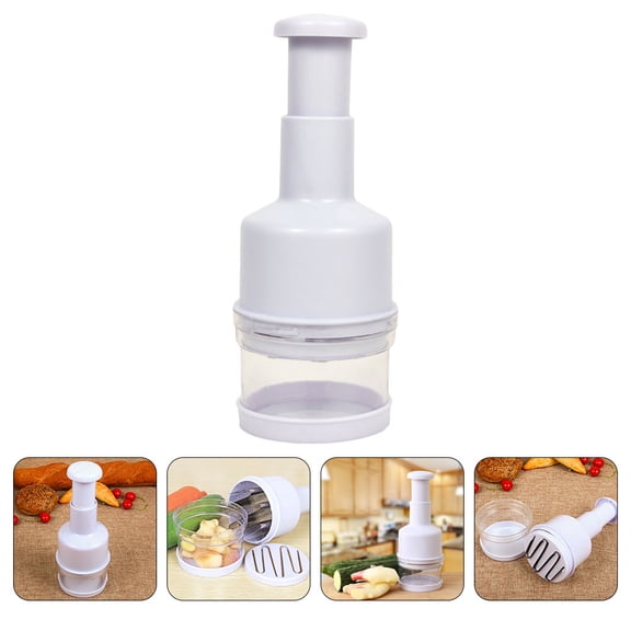 HONMEET Multi-Function Garlic Crusher 1 Pc Compact White Cylindrical Garlic Press Kitchen Tool 8X8X21.5Cm
