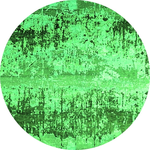 Ahgly Company Indoor Round Oriental Green Industrial Area Rugs, 3' Round