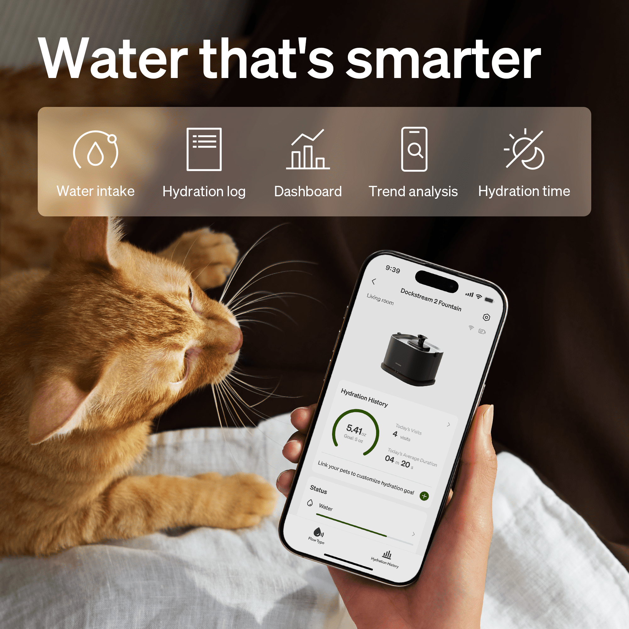 PETLIBRO Dockstream 2 Cordless Automatic Cat Water Fountain, 3L/101oz Pet Water Fountain with Stainless Steel Bowl Dispenser, Battery Operated, 5GHz WiFi App Monitor, Black