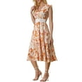 thumbnail image 4 of Juniors Summer Boho V Neck Lace Insert Waist Midi Floral Sundress, 4 of 5
