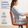 thumbnail image 4 of CELTOSS Criss Cross Legged Home Office Chair, Fabric Armless Swivel Task Computer Chair with Wheels, Wide Seat, Vanity Chair, Comfy Chair, Brown, 4 of 15