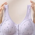 thumbnail image 6 of IQOGKRN Women Wireless Front Button Comfort Bra for Elderly Mature Ladies Printed Breathable Wirefree Brassiere Wide Vest Strap Anti-Sagging Support Lingerie Purple 36, 6 of 9