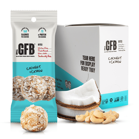 The Gluten Free Brothers, GFB Gluten Free Coconut Cashew Bites - Non GMO, Soy Free, Vegan –1.2 oz (10ct)