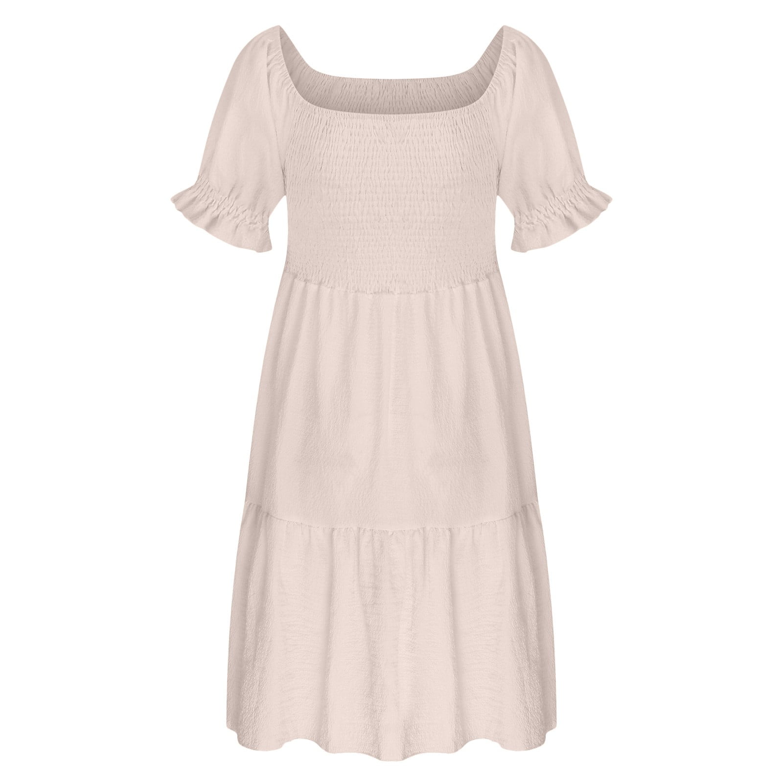 Women's Vintage Cotton Linen Dress Frill Trim Half Sleeve Casual Flowy Midi  Dresses Summer Solid Loose Swing Sundress Beige : : Clothing,  Shoes & Accessories