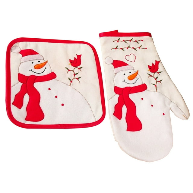 Ensemble de 2 Gants de Four de Noël Résistants à la Chaleur pour Pot de Cuisson