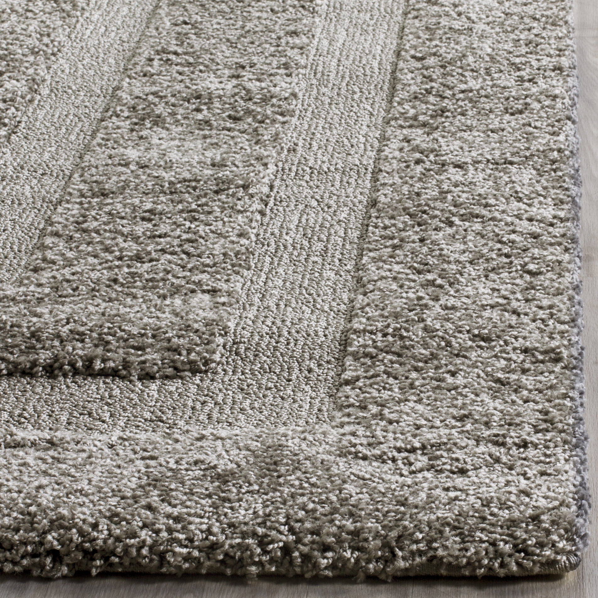SAFAVIEH Florida Mason Bordered Shag Area Rug, Grey, 4' x 4' Square