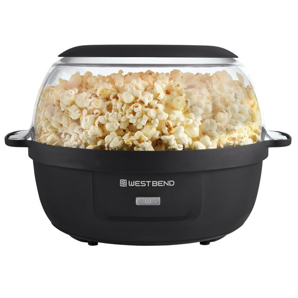 West Bend Machine à Maïs Soufflé, Machine à Maïs Soufflé avec Grand Bol de Service avec Couvercle et Tige de Mélange, 6 Qt, Noir