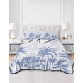 thumbnail image 3 of Palm Trees Twin Size Down Alternative Comforter, Lightweight Comforter Quilt Bedding Set with Pillow Shams Blue Tropical Plants Summer Forest Scenery All Seasons Bed Comforter Duvet Insert 68"x86", 3 of 7