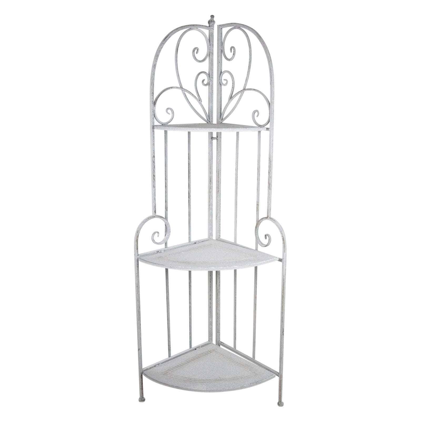 Jeco 50 in. SaintMesmes Outdoor White Metal Corner Plant Stand