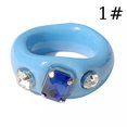 thumbnail image 3 of Women Resin Ring Rhinestone Irregular Wide Chunky Ring Finger Ring Knuckle Ring, 3 of 10