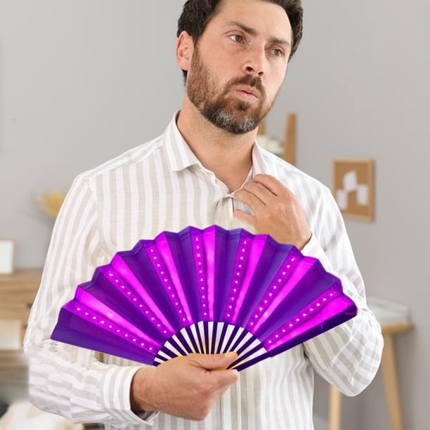 Luminous Fan Folding Fan Festival Accessories Dance Fan Folding Hand Fan LED Hand Fan Silk Fan Dance Handheld Fan Handheld Fan Wedding