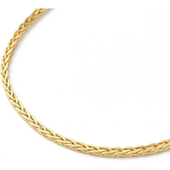 1 pc Real 18K Gold Plated 17.13 Inch Brass Wheat Chain Necklace Long-Lasting Adjustable Length Jewelry for Men Women