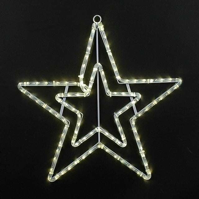 Novelty Lights LED Warm White Star Rope Light Motif Sculpture, 20" Large Double Star