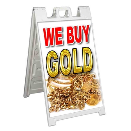 We Buy Gold (24 X 36 ) Standard A-Frame Signicade Includes Decal Applied To Stand