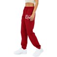 thumbnail image 5 of Travel Pants Fleece Sweat Pants for Womens Straight Legs Winter Sweatpants Ndbuld Women Casual Trousers And Trousers Plus Velvet Running Fitness Sports Pants Red 2XL, 5 of 6