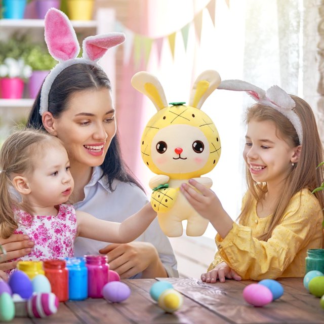 Puntoco Bufanda de Pascua de peluche, lindo conejito para niños, regalos navideños, 45 cm