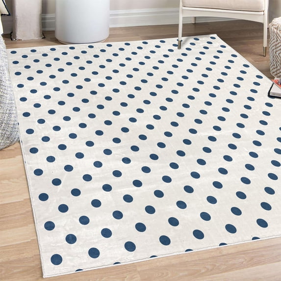 Polka Dot Decorative Rug, Classic Old Fashioned Repeated Circles Round Forms Retro Illustration, Quality Carpet for Bedroom Dorm and Living Room, 6 Sizes, Petrol Blue, by Ambesonne