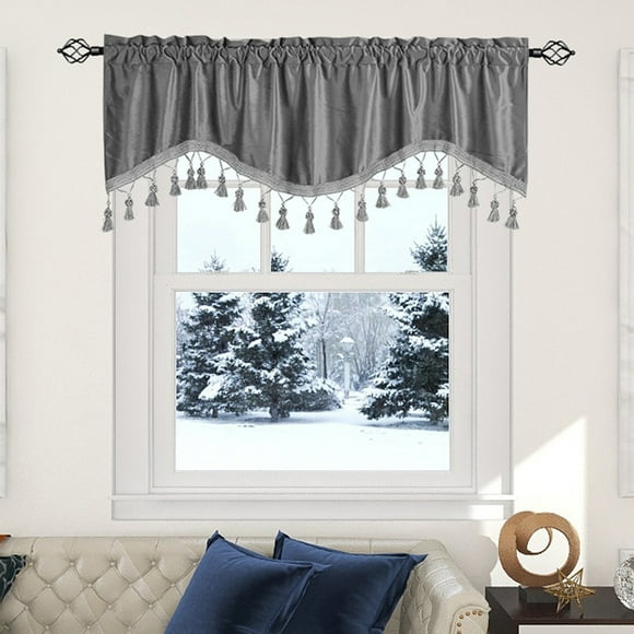 Suncoda Curtains Curtains, Elegant Fringed Window Curtains --Patterned Rod Panels - Stylish Short Drapes for Home Decor