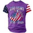 thumbnail image 5 of Men's 250 Years 1776-2026 Shirt with Jet Smoke American Flag Graphic and Star Stripe Sleeves Featuring Classic Round Neck Purple L, 5 of 5