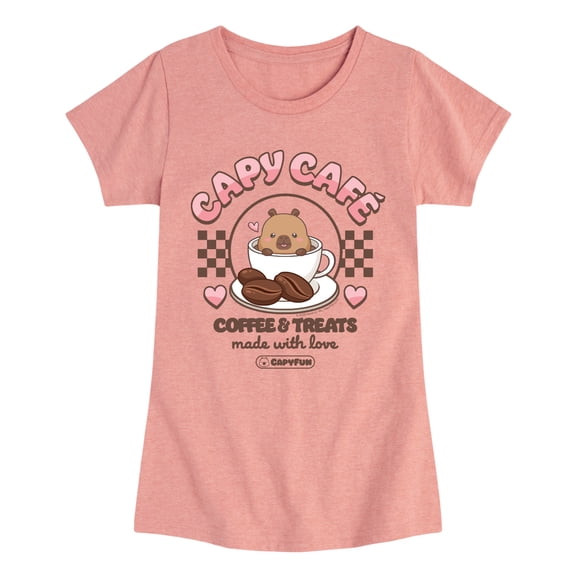 CapyFun - Capybara Capy Cafe - Youth Girls Fitted Short Sleeve T-Shirt