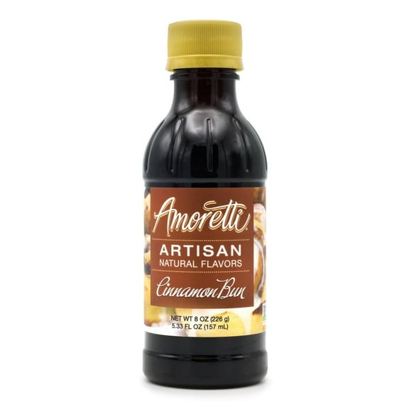 Amoretti - Natural Cinnamon Bun Artisan Flavor Paste 8 oz - Perfect For Pastry, Savory, Brewing, and more, Preservative Free, Gluten Free, Kosher Pareve, No Artificial Sweeteners, Highly Concentrated