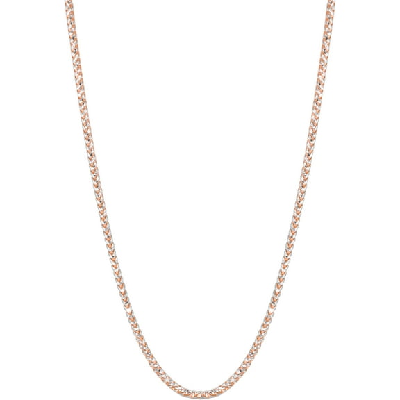 Floreo 10k Rose Gold 2.5mm Solid Iced White Gold Pave Round Franco Chain Necklace