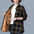 thumbnail image 3 of Scyoekwg Womens Coats Long Sleeve Tops Button Up Lapel Shirts Fall Winter Warm Coats Casual Fashion Loose Lightweight Plaid Shirts with Pocket Cardigan Jacket (Coffee,XL), 3 of 7