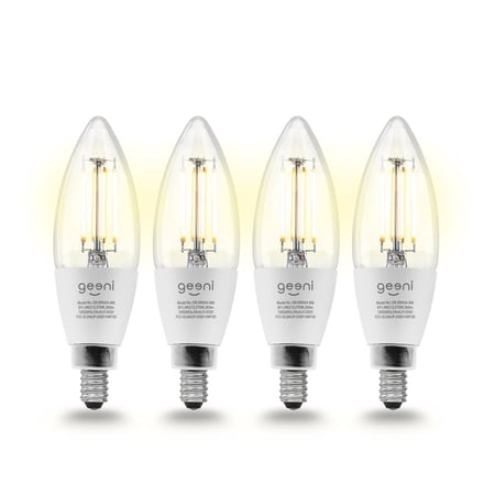 UPC: 0194383001157 | Geeni LUX Edison B11 Filament WiFi LED Smart Bulb  B11 Candelabra  4W  E12 Base  Dimmable  White Light  Compatible with Alexa & Google Assistant – No Hub Required- 4 Pack