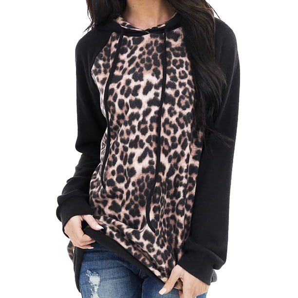 Jersey de moda para mujer, sudadera de manga larga con capucha y costuras en contraste Fridja fhghd3592