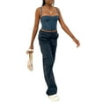 thumbnail image 6 of Liacowi Women Juniors Casual Baggy Cargo Pants Wide Leg Trousers Loose Oversized Hippie Drawstring Punk Sweatpants Joggers Streetwear, 6 of 9