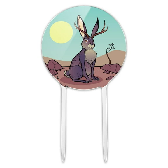 Acrylic Cartoon Jackalope Cake Topper Party Decoration for Wedding Anniversary Birthday Graduation
