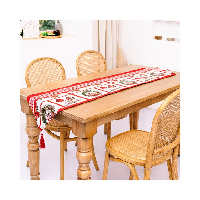 Yuarrent Caminos de de Navidad Tela bordada Cómodos manteles individuales resistentes al desgarro Escritorio Impreso Mantel Diseño Adornos de Kits de decoración para fiestas Guirnalda Yuarrent HA068983-03