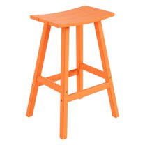 Costaelm Paradise 29" Poly Plastic Outdoor Patio Bar Stool, Orange
