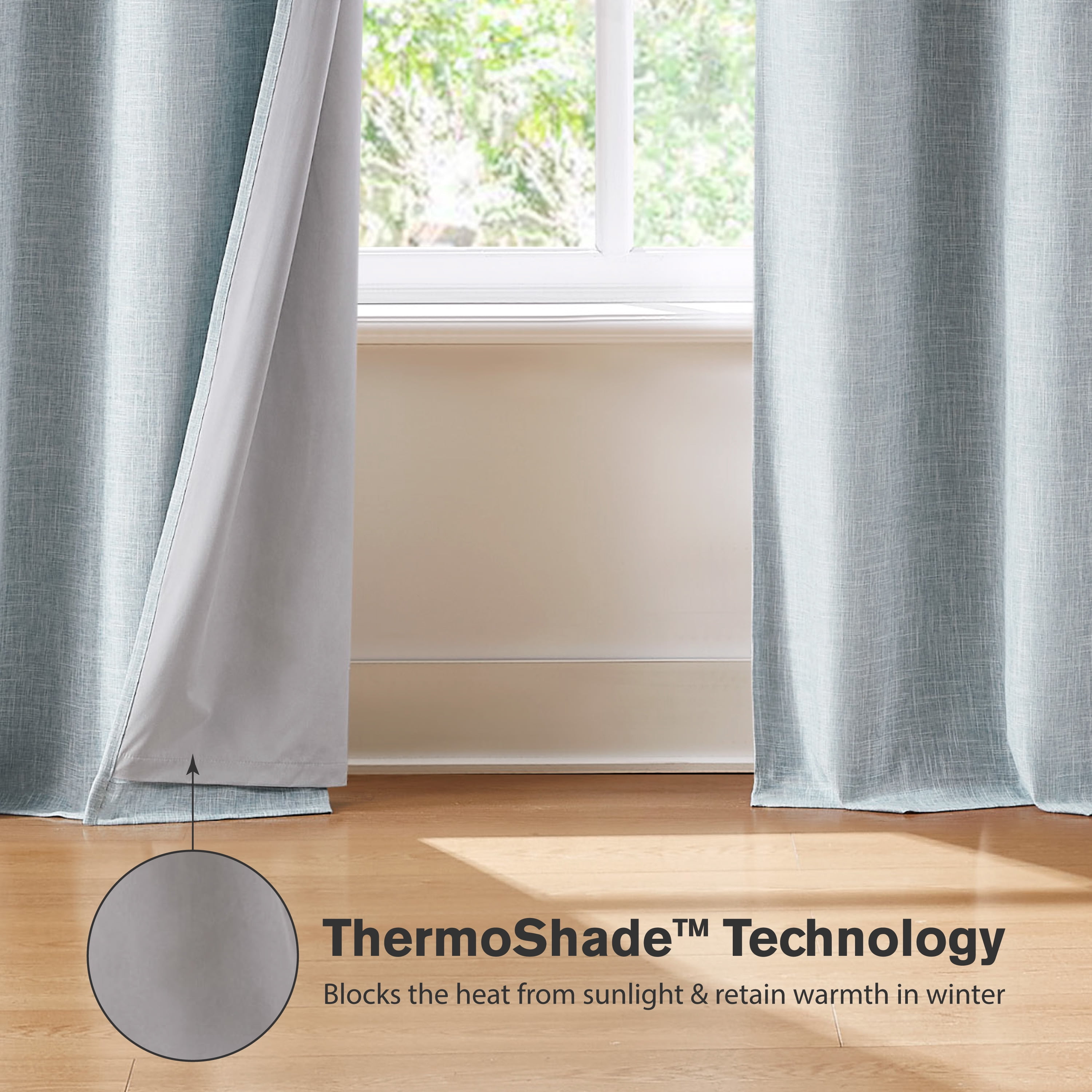 Brookstone Percy Blackout Curtains Thermal Insulated Grommets Room Darkening Drapes for Living Area and Bedroom, Light Blue, 38" x 84", 2 Panel Set