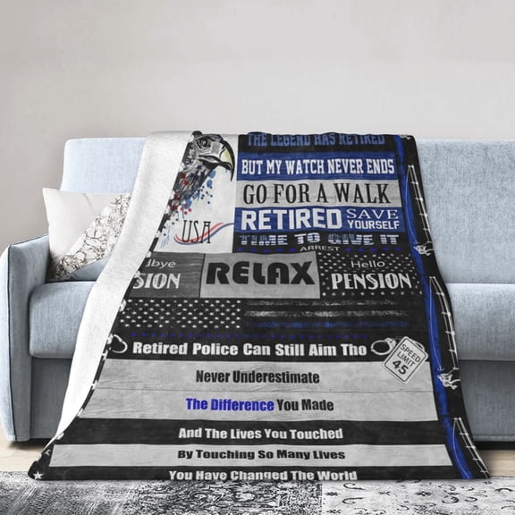 Police Officer Retirement Blanket Gifts for Police Officer, Retired Gifts for Men, Happy Retirement Birthday Gifts, Best Retirement Gifts for Correctional Officer/Cops/Sheriff 50x40